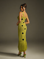 "Vestido Midi de Punto con Detalles de Flecos de Gaelion"