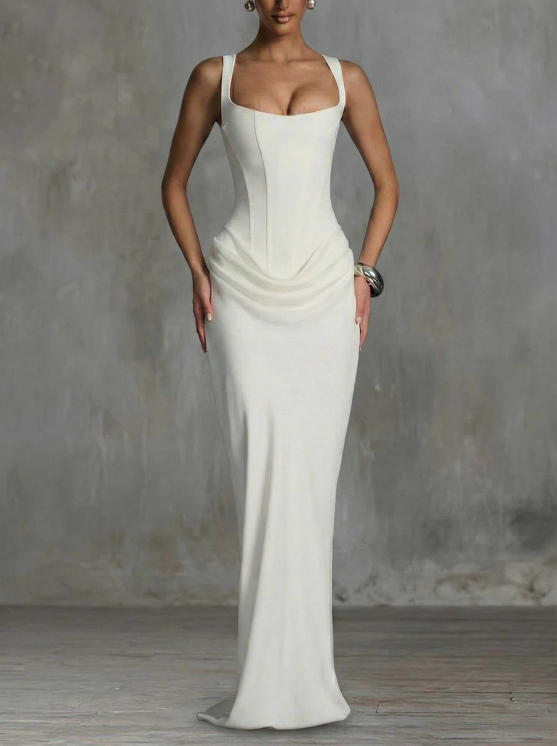 VALENTINA | MAXI DRESS WITH SQUARE NECKLINE