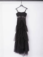 Maxi Vestido de Malla Inaya en Color Negro