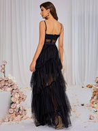 Maxi Vestido de Malla Inaya en Color Negro