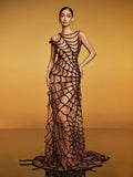 Vestido Maxi Sin Mangas de Malla Telaraña Lotem