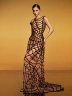 Vestido Maxi Sin Mangas de Malla Telaraña Lotem