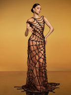 Vestido Maxi Sin Mangas de Malla Telaraña Lotem