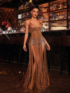 Vestido de Playa con Flecos y Cuello Halter Myxandria