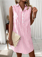 ANNETTE | Vestido Camisero Sin Mangas a Rayas
