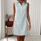 ANNETTE | Vestido Camisero Sin Mangas a Rayas