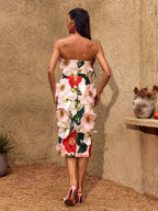 Vestido Midi Sin Mangas con Estampado Floral Oxynra