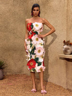 Vestido Midi Sin Mangas con Estampado Floral Oxynra