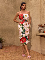 Vestido Midi Sin Mangas con Estampado Floral Oxynra