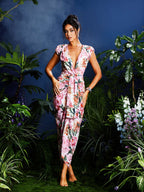 Vestido Midi Floral Quinta con Escote en V