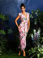 Vestido Midi Floral Quinta con Escote en V