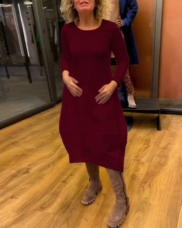 MAEVE | Vestido Midi Negro con Bolsillos