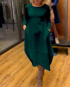 MAEVE | Vestido Midi Negro con Bolsillos