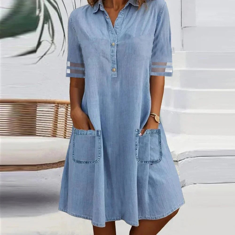 ALMA | Elegante Vestido de Denim con Bolsillos