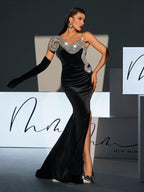Vestido Maxi Sin Tirantes de Terciopelo Cristalino Torin