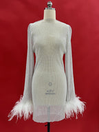 Vestido Corto de Malla con Rhinestones Xanthe en Color Blanco