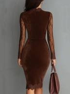 CRESSIDA | Vestido de terciopelo con mangas de encaje estilo vintage