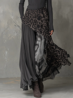 VANESSA | Vestido Maxi con Diseño de Leopardo y Hemo Irregular