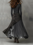 VANESSA | Vestido Maxi con Diseño de Leopardo y Hemo Irregular