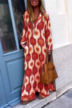 Maxi Vestido de Viscosa con Diseño de Mosaico