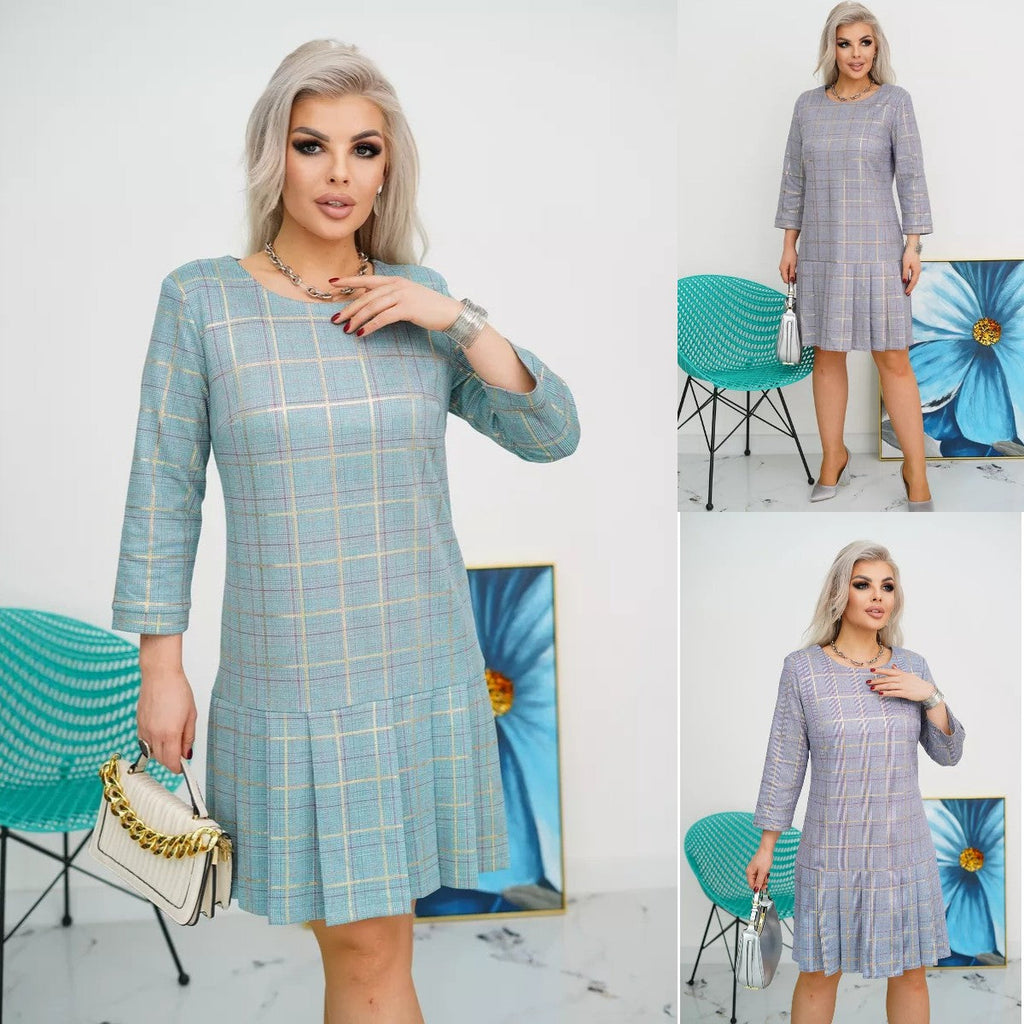 GEORGINA | Vestido Plisado con Diseño de Cuadros