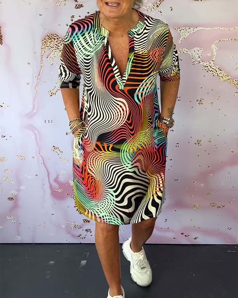 BEVERLEY | V-Collar Colorful Dress