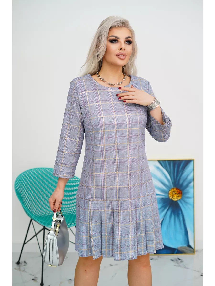 GEORGINA | Vestido Plisado con Diseño de Cuadros