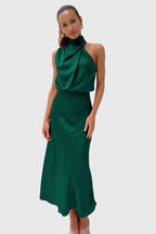 AVA | Glamorous Satin Halter Dress