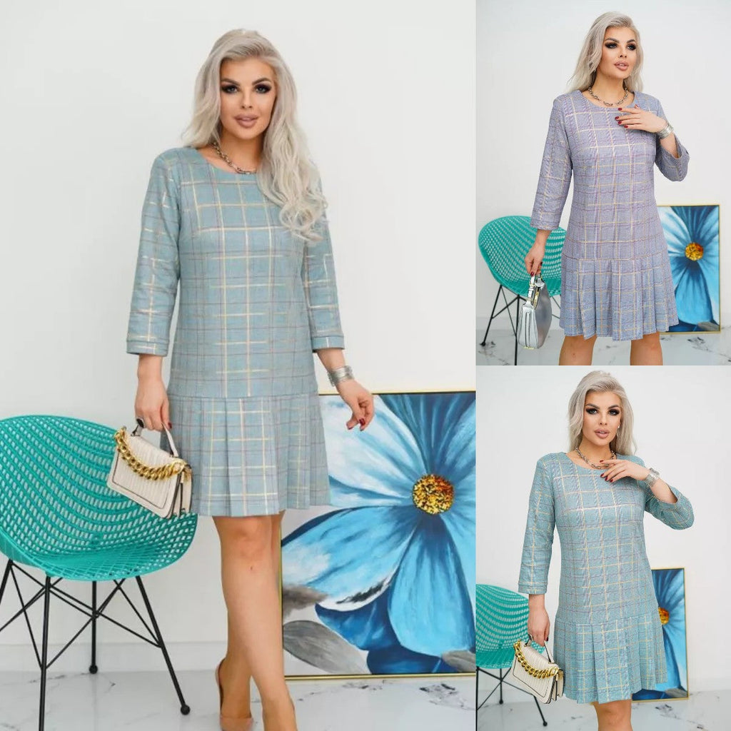 GEORGINA | Vestido Plisado con Diseño de Cuadros