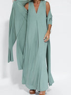 Vestido Maxi de Talla Grande Sin Mangas con Cuello en V