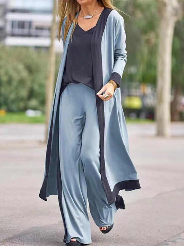 Julia | Conjunto de Chaleco y Chaqueta de Cardigan Sin Mangas en Colores Contrastantes