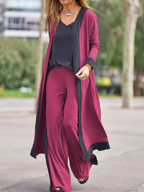 Julia | Conjunto de Chaleco y Chaqueta de Cardigan Sin Mangas en Colores Contrastantes