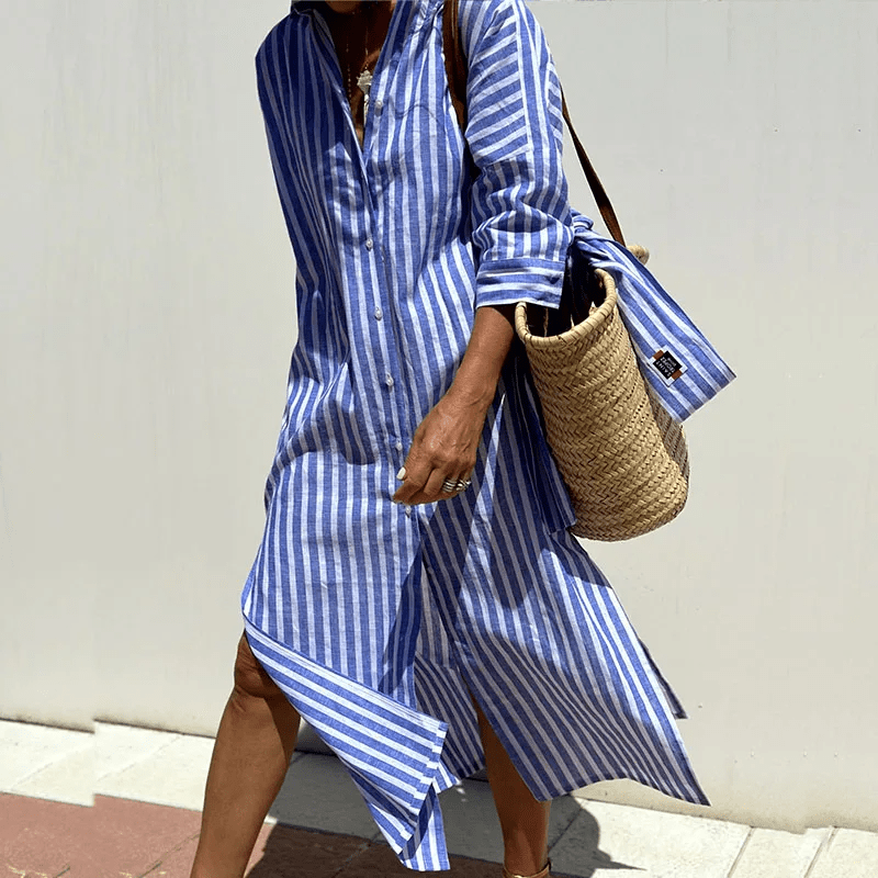 CLAUDIA | Elegante Vestido Camisero a Rayas