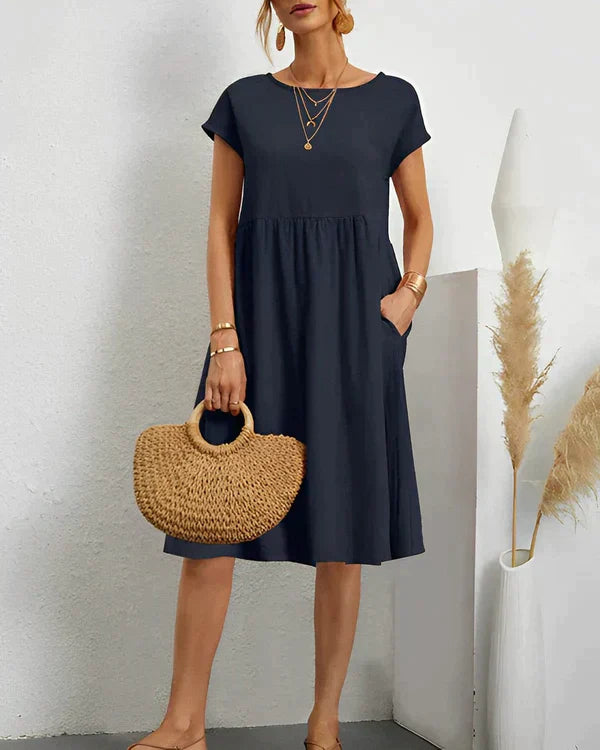 JACQUELINE | VESTIDO ELEGANTE CON CUELLO REDONDO