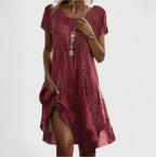 ROSALINDA | Vestido Midi con Cuello en V y Estampado de Puntos