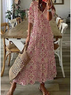 CELESTE | Vestido Boho Vintage de Verano con Escote en V
