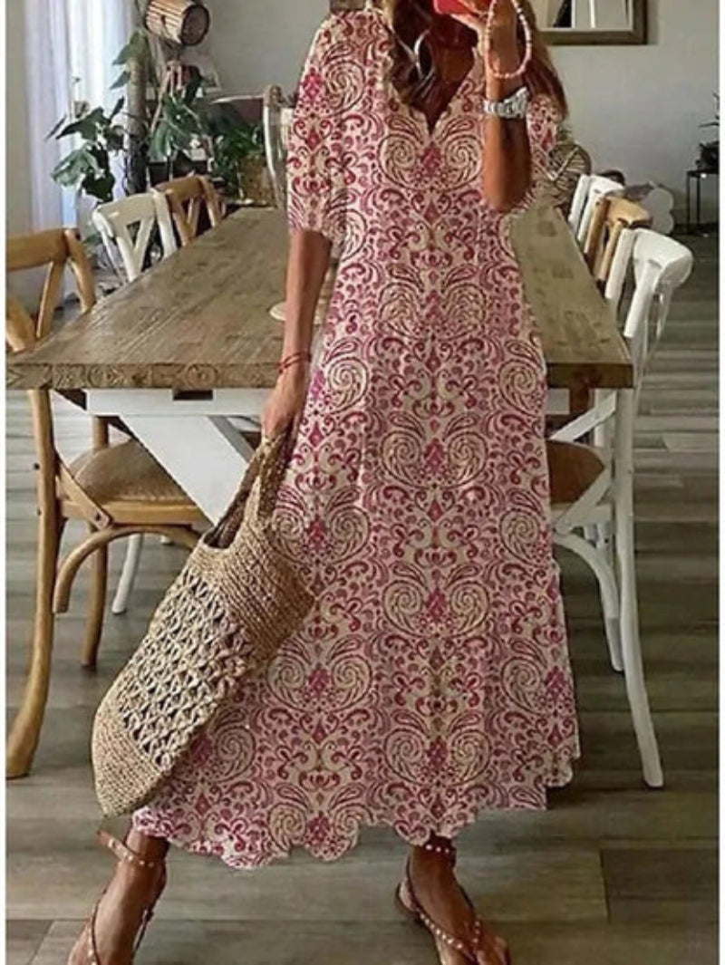 CELESTE | Vestido Boho Vintage de Verano con Escote en V